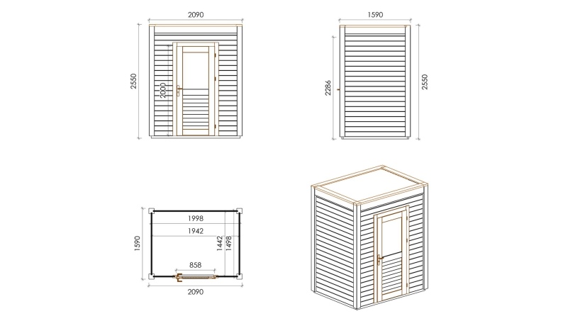 Casetta da giardino in legno Luma 2.09x1.59 m - 3.32 m2 - 28 mm - impregnata