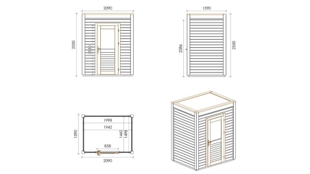 Casetta da giardino in legno Luma 2.09x1.59 m - 3.32 m2 - 28 mm - impregnata