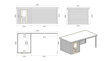 Casetta da giardino in legno Vala 2.09x3.09 m - 18.72 m2 - 28 mm - impregnata