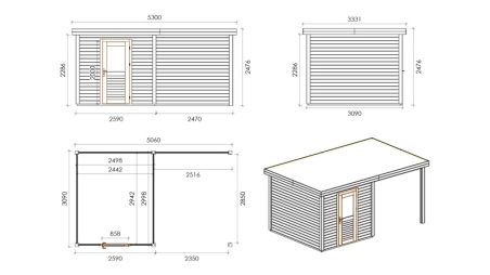 Casetta da giardino in legno Rava 5.06x3.09 m - 15.63 m2 - 28 mm - impregnata