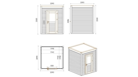 Casetta da giardino in legno Luma 2.09x2.09 m - 4.37 m2 - 28 mm - impregnata