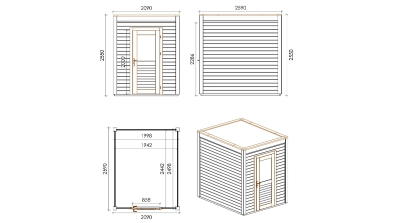 Casetta da giardino in legno Luma 2.09x2.59 m - 5.41 m2 - 28 mm - impregnata