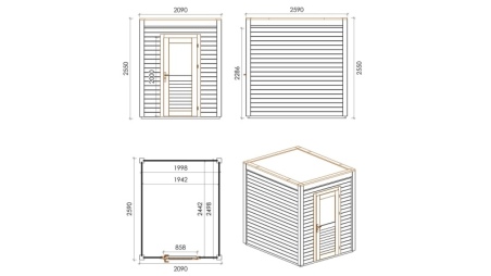 Casetta da giardino in legno Luma 2.09x2.59 m - 5.41 m2 - 28 mm - impregnata