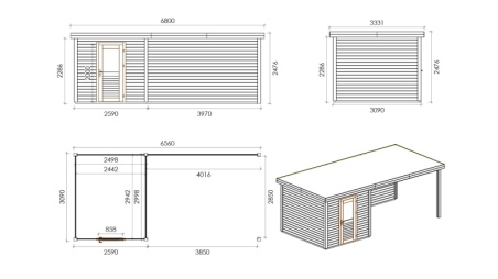 Casetta da giardino in legno Rava 2.59x3.09 m - 20.27 m2 - 28 mm - impregnata