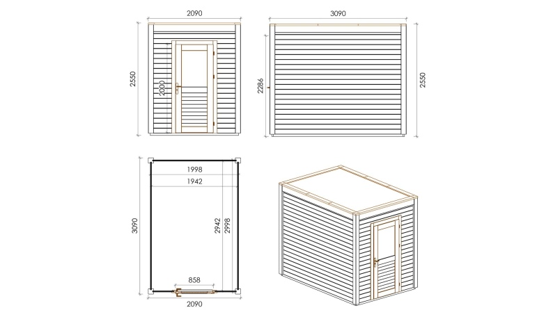 Casetta da giardino in legno Luma 2.09x3.09 m - 6.46 m2 - 28 mm - impregnata