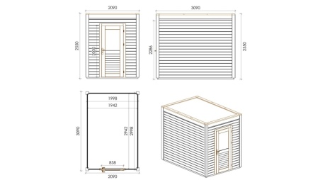 Casetta da giardino in legno Luma 2.09x3.09 m - 6.46 m2 - 28 mm - impregnata