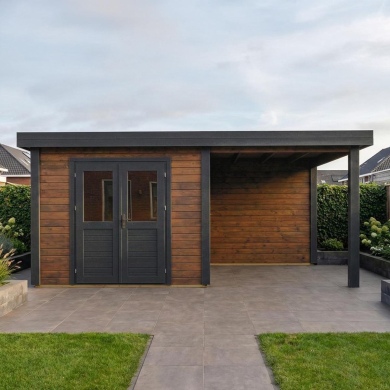 Casetta da giardino in legno Aura 6.06x2.59 m - 15.7 m2 - 28 mm - impregnata