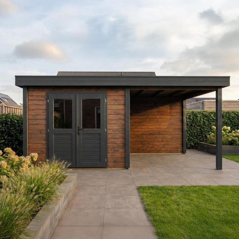 Casetta da giardino in legno Aura 5.56x3.09 m - 17.18 m2 - 28 mm - impregnata