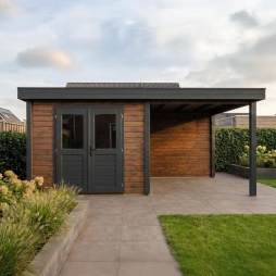 Casetta da giardino in legno Aura 5.56x3.09 m - 17.18 m2 - 28 mm - impregnata