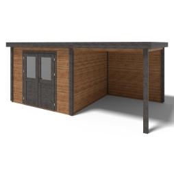 Casetta da giardino in legno Aura 5.56x3.09 m - 17.18 m2 - 28 mm - impregnata