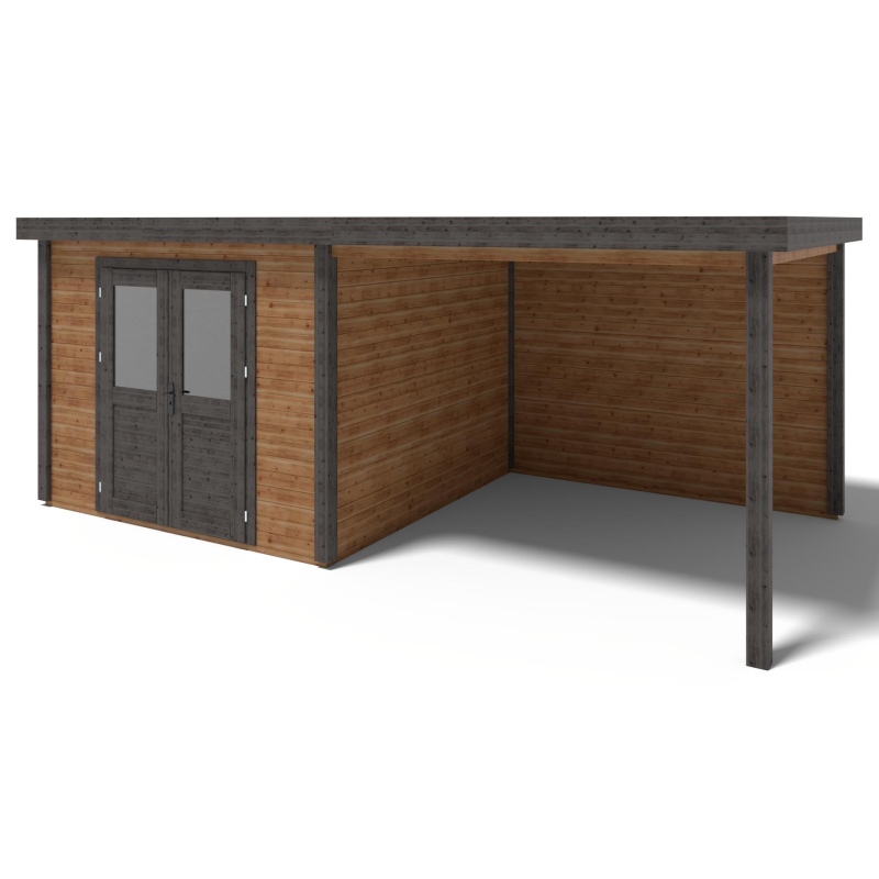 Casetta da giardino in legno Aura 6.06x3.09 m - 18.72 m2 - 28 mm - impregnata