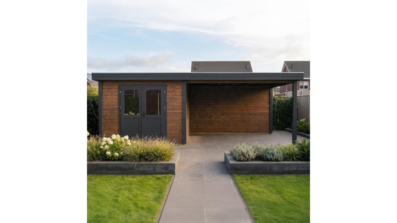 Casetta da giardino in legno Aura 3.09x3.09 m - 21.81 m2 - 28 mm - impregnata