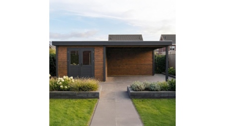 Casetta da giardino in legno Aura 3.09x3.09 m - 21.81 m2 - 28 mm - impregnata