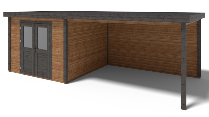 Casetta da giardino in legno Aura 3.09x3.09 m - 21.81 m2 - 28 mm - impregnata