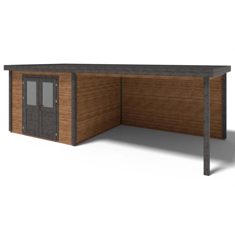Casetta da giardino in legno Aura 7.06x3.09 m - 21.81 m2 - 28 mm - impregnata
