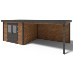 Casetta da giardino in legno Aura 7.06x3.09 m - 21.81 m2 - 28 mm - impregnata
