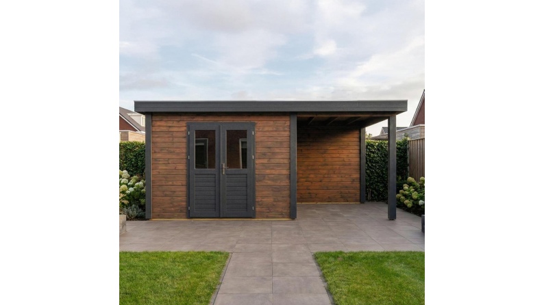 Casetta da giardino in legno Freya 4.09x2.59 m - 17 m2 - 28 mm - impregnata