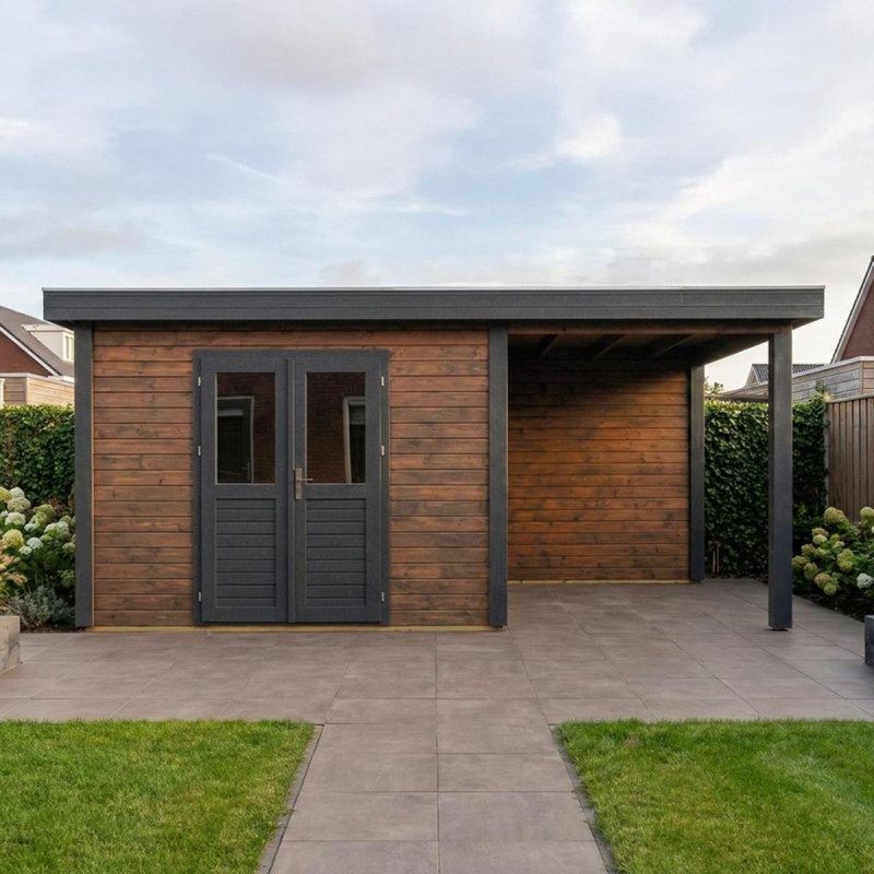 Casetta da giardino in legno Freya 6.56x2.59 m - 17 m2 - 28 mm - impregnata