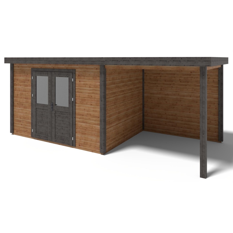Casetta da giardino in legno Freya 6.56x2.59 m - 17 m2 - 28 mm - impregnata