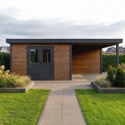 Casetta da giardino in legno Freya 7.6x2.59 m - 18.28 m2 - 28 mm - impregnata