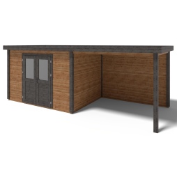 Casetta da giardino in legno Freya 7.6x2.59 m - 18.28 m2 - 28 mm - impregnata