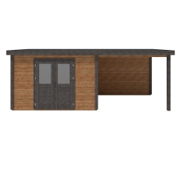 Casetta da giardino in legno Freya 7.6x2.59 m - 18.28 m2 - 28 mm - impregnata