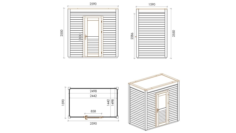 Casetta da giardino in legno Nexa 2.59x1.59 m - 4.12 m2 - 28 mm - impregnata