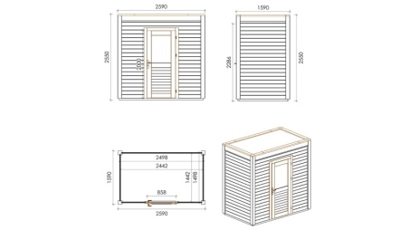Casetta da giardino in legno Nexa 2.59x1.59 m - 4.12 m2 - 28 mm - impregnata