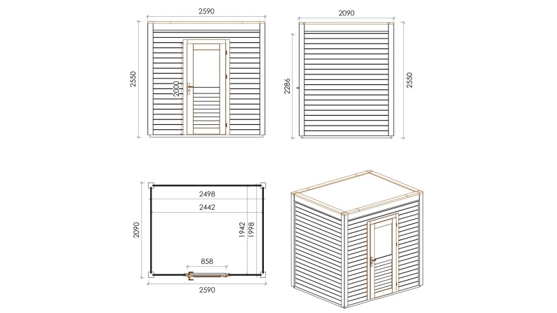 Casetta da giardino in legno Nexa 2.59x2.09 m - 5.41 m2 - 28 mm - impregnata