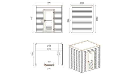 Casetta da giardino in legno Nexa 2.59x2.09 m - 5.41 m2 - 28 mm - impregnata