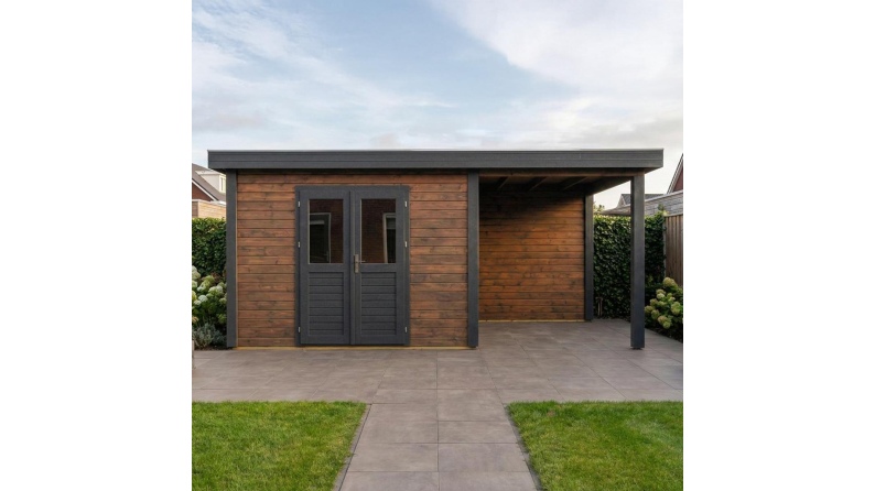 Casetta da giardino in legno Freya 4.09x3.09 m - 20.27 m2 - 28 mm - impregnata