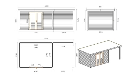 Casetta da giardino in legno Freya 4.09x3.09 m - 20.27 m2 - 28 mm - impregnata
