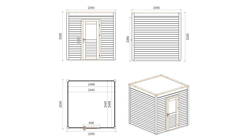 Casetta da giardino in legno Nexa 2.59x2.59 m - 6.71 m2 - 28 mm - impregnata