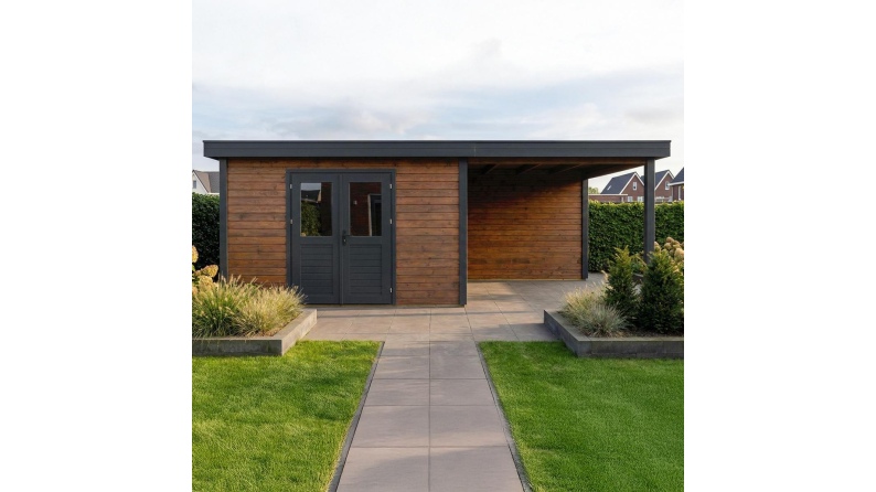 Casetta da giardino in legno Freya 4.09x3.09 m - 21.81 m2 - 28 mm - impregnata