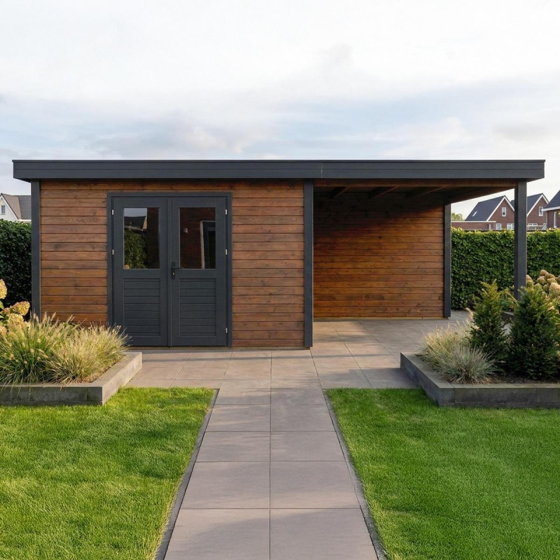 Casetta da giardino in legno Freya 7.06x3.09 m - 21.81 m2 - 28 mm - impregnata