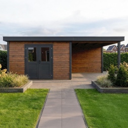 Casetta da giardino in legno Freya 7.06x3.09 m - 21.81 m2 - 28 mm - impregnata