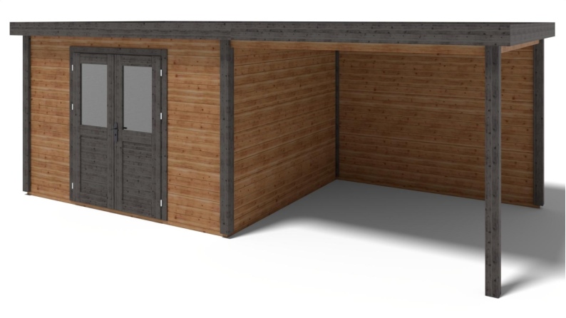 Casetta da giardino in legno Freya 4.09x3.09 m - 21.81 m2 - 28 mm - impregnata