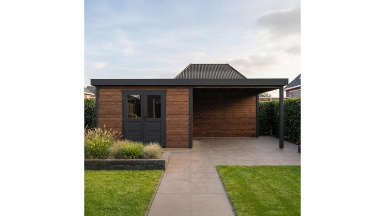 Casetta da giardino in legno Freya 4.09x3.09 m - 24.9 m2 - 28 mm - impregnata