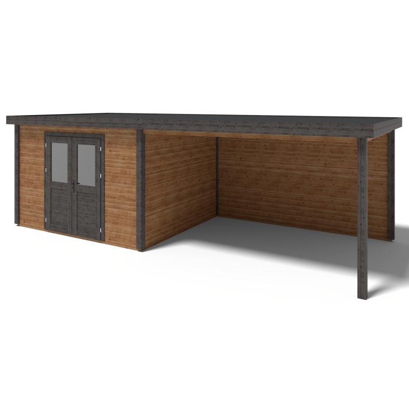 Casetta da giardino in legno Freya 8.06x3.09 m - 24.9 m2 - 28 mm - impregnata