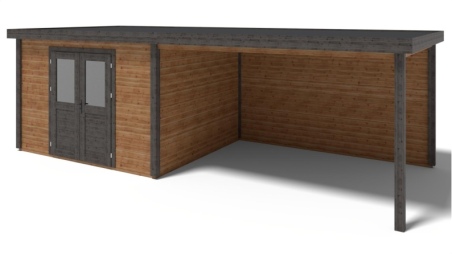 Casetta da giardino in legno Freya 4.09x3.09 m - 24.9 m2 - 28 mm - impregnata