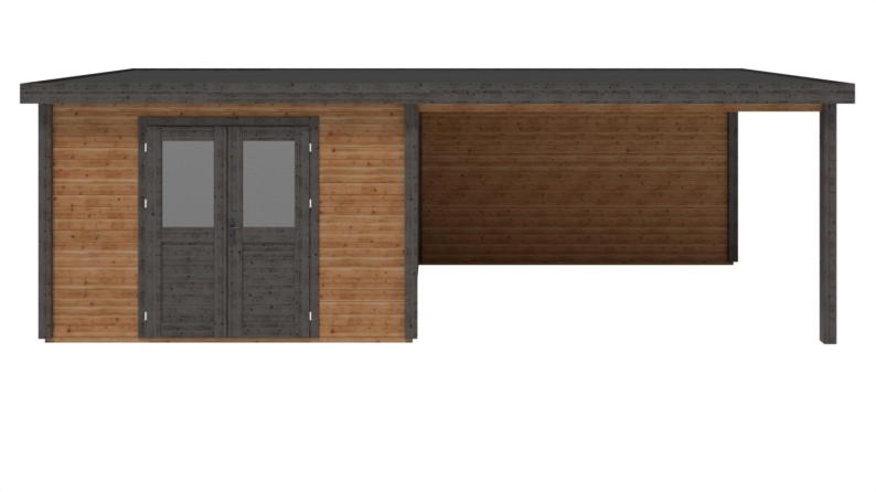 Casetta da giardino in legno Freya 4.09x3.09 m - 24.9 m2 - 28 mm - impregnata