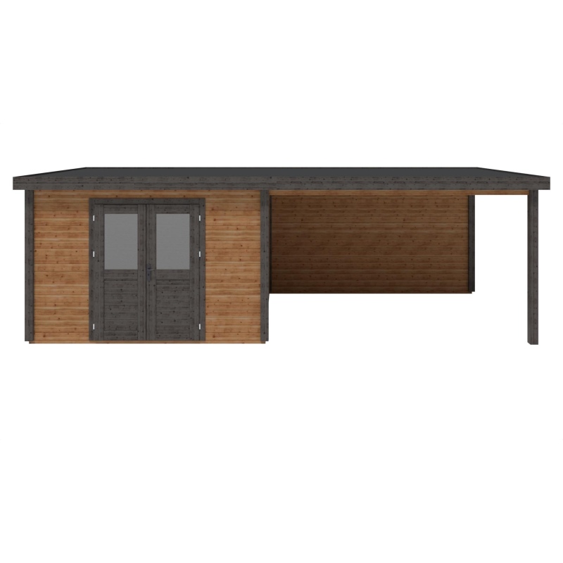 Casetta da giardino in legno Freya 8.06x3.09 m - 24.9 m2 - 28 mm - impregnata