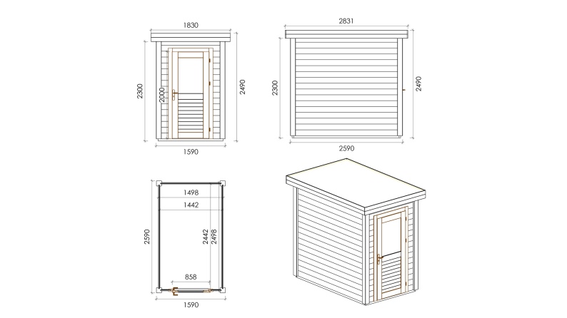 Casetta da giardino in legno Mira 1.59x2.59 m - 4.11 m2 - 28 mm - impregnata