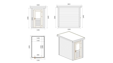 Casetta da giardino in legno Mira 1.59x2.59 m - 4.11 m2 - 28 mm - impregnata
