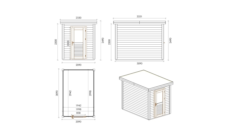 Casetta da giardino in legno Vala 2.09x3.09 m - 6.46 m2 - 28 mm - impregnata