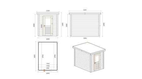 Casetta da giardino in legno Vala 2.09x3.09 m - 6.46 m2 - 28 mm - impregnata