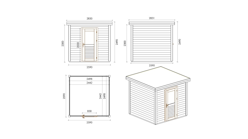 Casetta da giardino in legno Rava 2.59x2.59 m - 6.71 m2 - 28 mm - impregnata