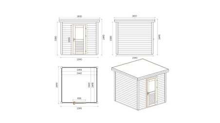 Casetta da giardino in legno Rava 2.59x2.59 m - 6.71 m2 - 28 mm - impregnata