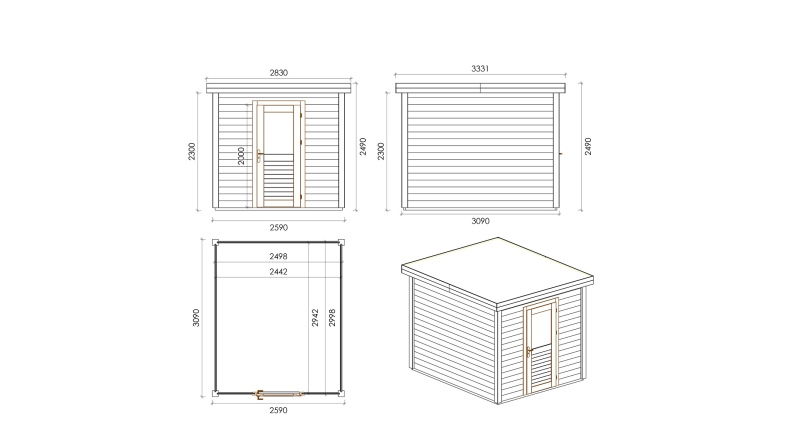 Casetta da giardino in legno Rava 2.59x3.09 m - 8 m2 - 28 mm - impregnata