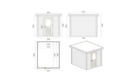 Casetta da giardino in legno Rava 2.59x3.09 m - 8 m2 - 28 mm - impregnata